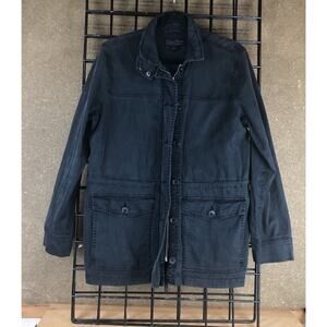 Lucky Brand Live In Love Cargo Canvas Jacket Black Full Zip Button Up Women’s Lg
